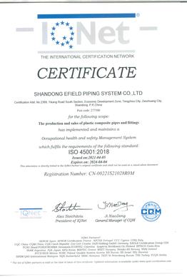 Occupational Health and Safety Management System Certificate